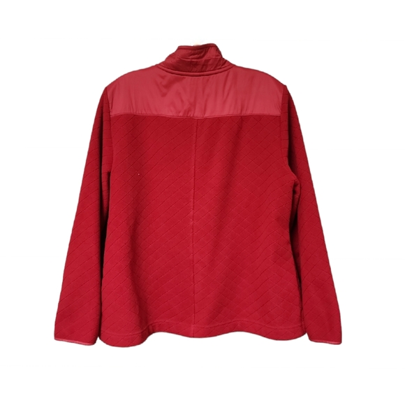 Talbots Red Flannel Jacket, Nylon Trim, Front Snap Pockets, Front Zip Sz Large - Picture 2 of 9